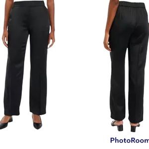 Rachel Zoe High Rise Straight Leg Pants Black Satin